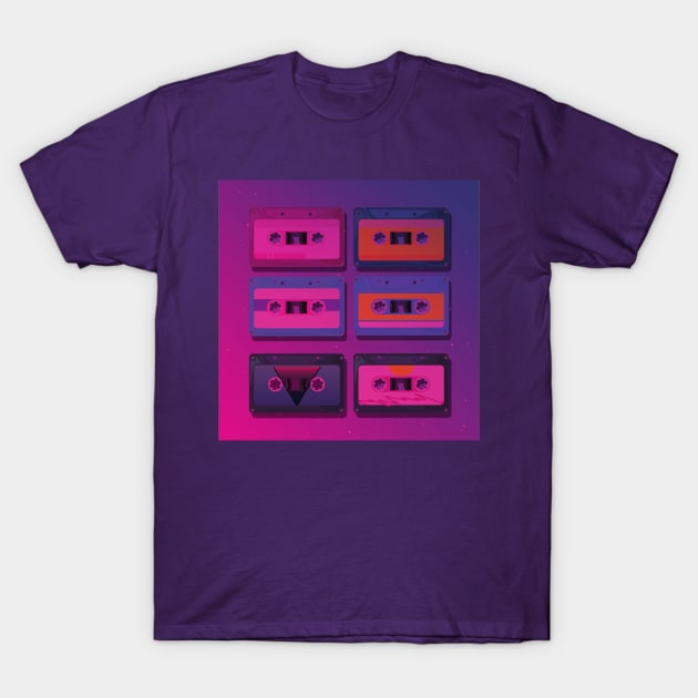 Futuristic Retro Cassette Tapes T-Shirt by waltzart